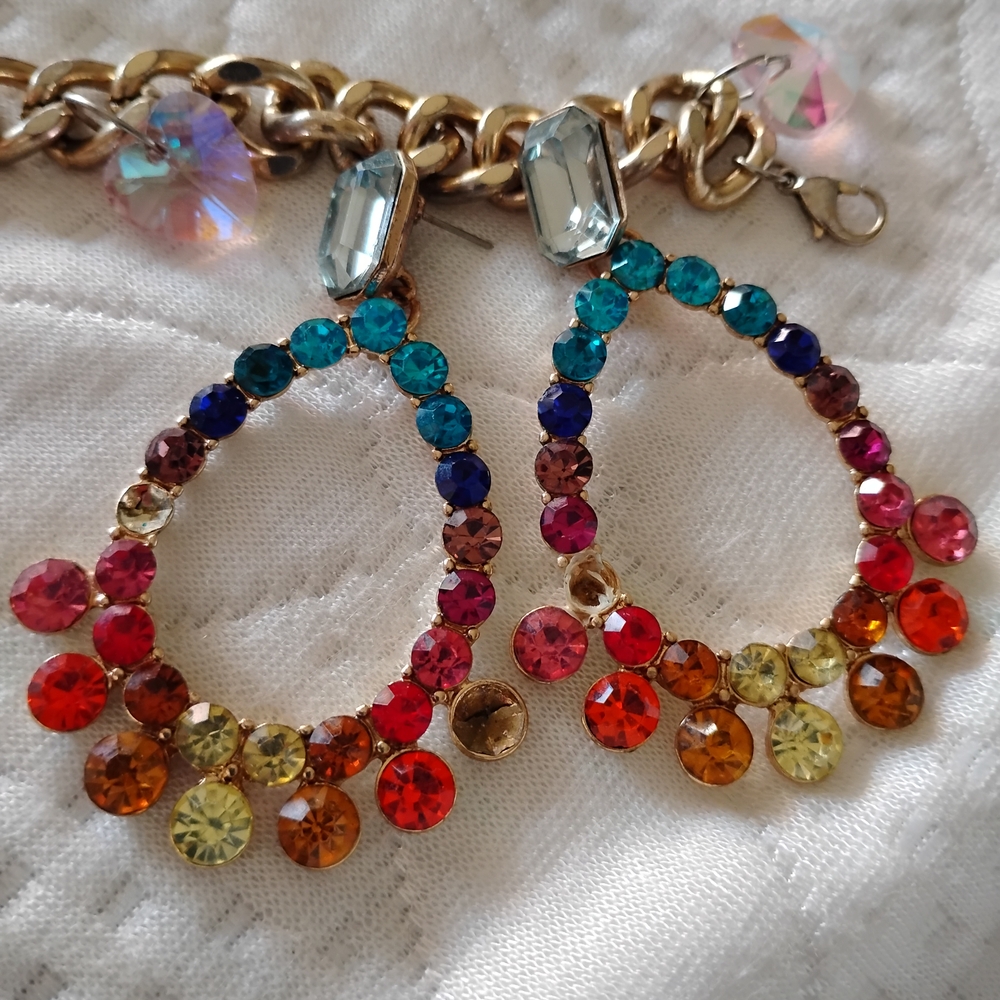 Colorful Crystal Hoop Earrings